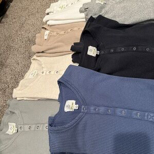 Aerie Waffle Knit Button-Up Top bundle